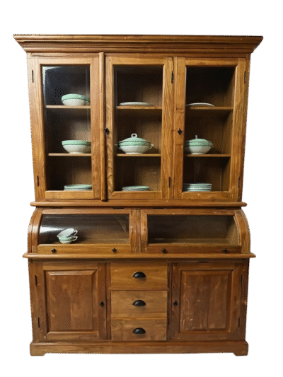 Meuble deux corps campagnard vitré